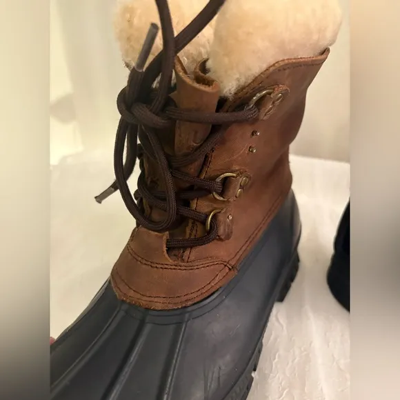 Ralph Lauren Leanne Shearling Leather Duck Boots Waterproof Insulated Size 7