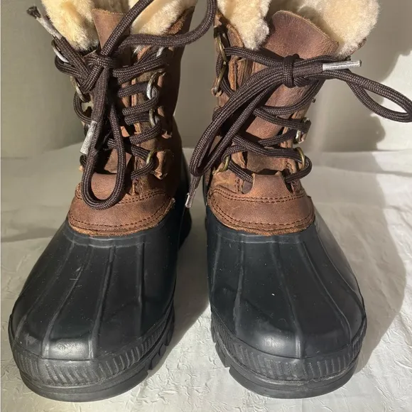 Ralph Lauren Leanne Shearling Leather Duck Boots Waterproof Insulated Size 7