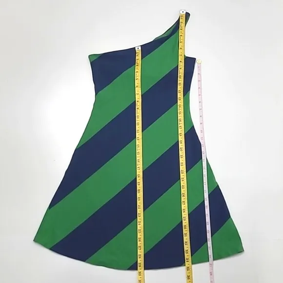 Ralph Lauren Rugby One-Shoulder Dress A-Line Mini Colorblock Diagonal Stripes