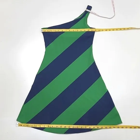 Ralph Lauren Rugby One-Shoulder Dress A-Line Mini Colorblock Diagonal Stripes