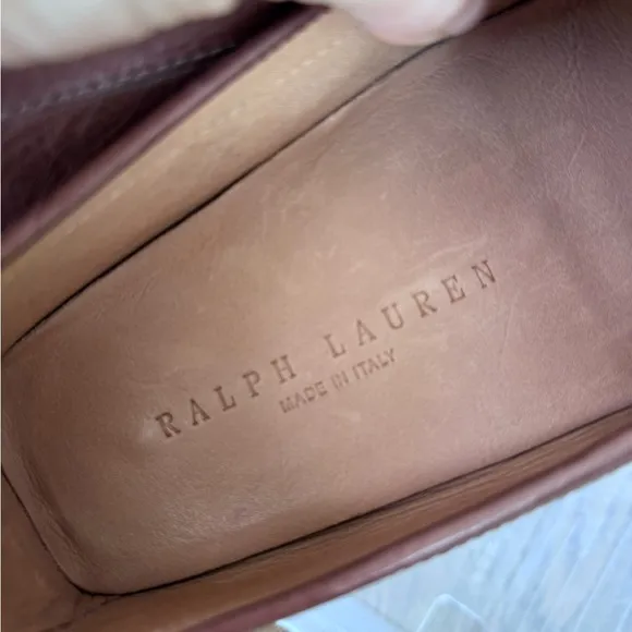 Ralph Lauren White and Brown Leather Loafers