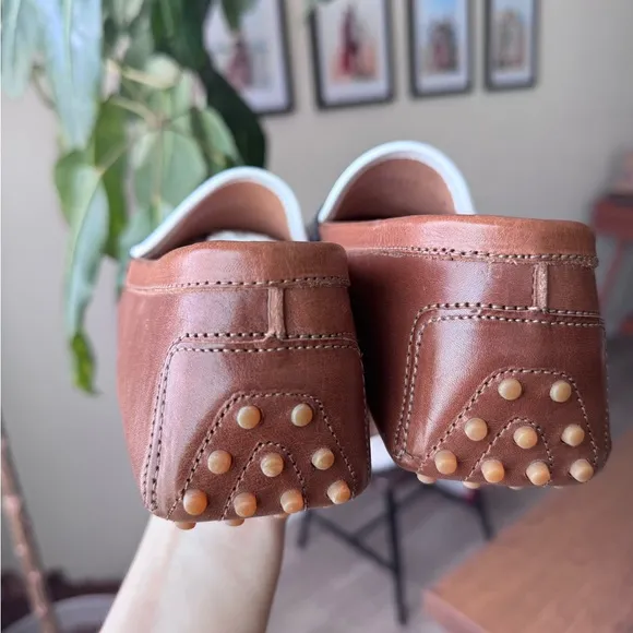 Ralph Lauren White and Brown Leather Loafers