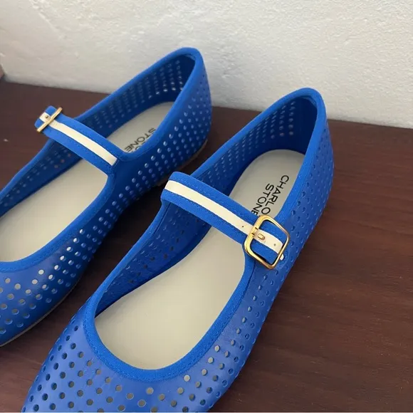 *Rare* NIB Charlotte Stone Raleigh Mary Jane Ballet Flats * Royal Blue * 10