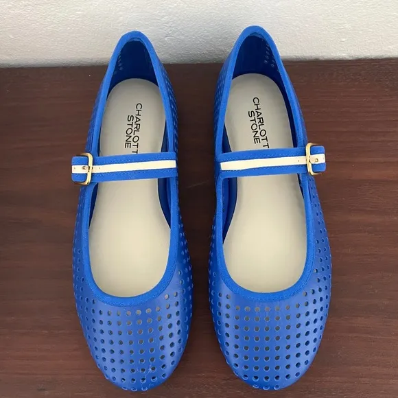 *Rare* NIB Charlotte Stone Raleigh Mary Jane Ballet Flats * Royal Blue * 10