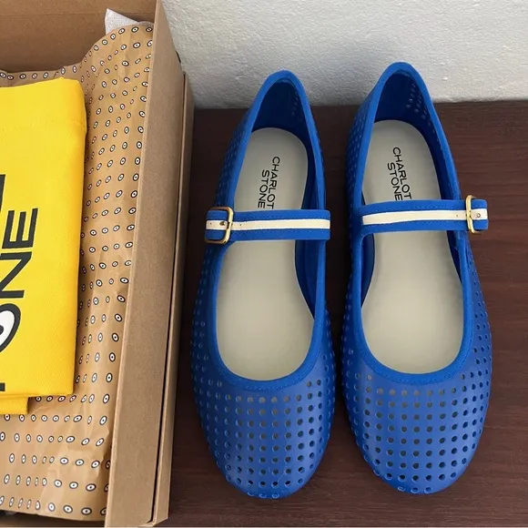 *Rare* NIB Charlotte Stone Raleigh Mary Jane Ballet Flats * Royal Blue * 10