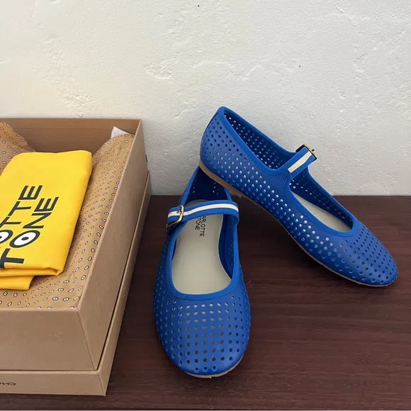 *Rare* NIB Charlotte Stone Raleigh Mary Jane Ballet Flats * Royal Blue * 10