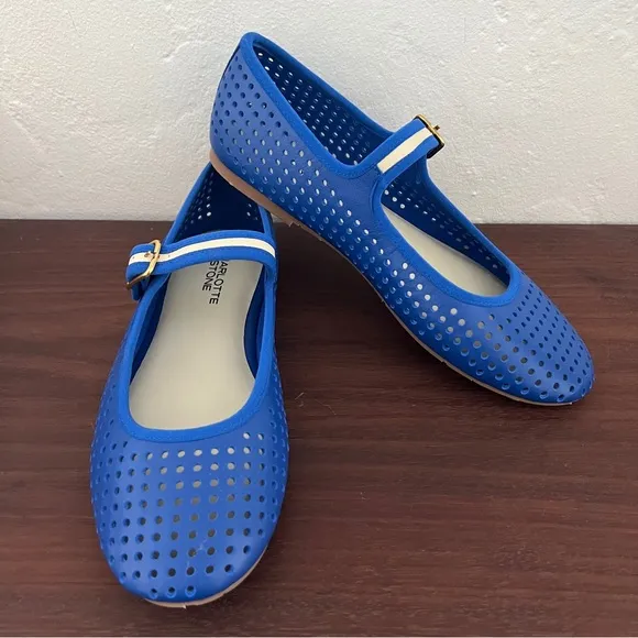 *Rare* NIB Charlotte Stone Raleigh Mary Jane Ballet Flats * Royal Blue * 10