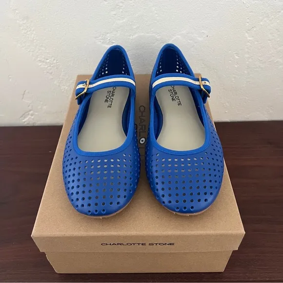 *Rare* NIB Charlotte Stone Raleigh Mary Jane Ballet Flats * Royal Blue * 10