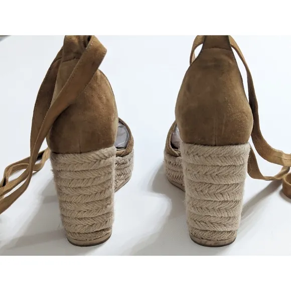RAYE Dahlia Suede Leather Lace Up Wedge Platform Espadrilles Women's Size 5.5