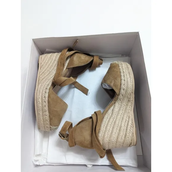 RAYE Dahlia Suede Leather Lace Up Wedge Platform Espadrilles Women's Size 5.5
