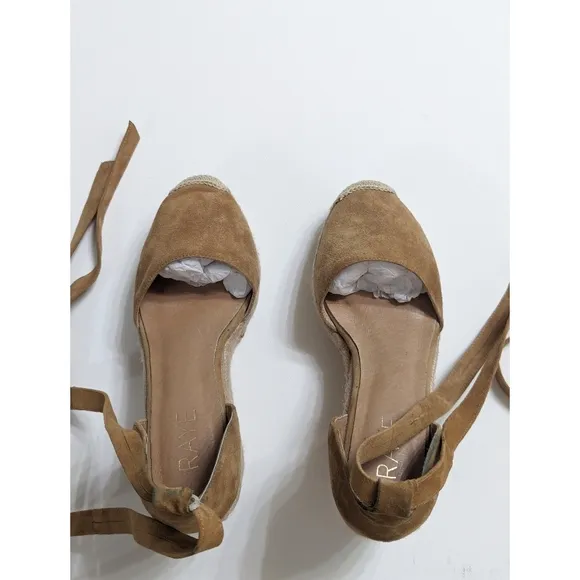 RAYE Dahlia Suede Leather Lace Up Wedge Platform Espadrilles Women's Size 5.5