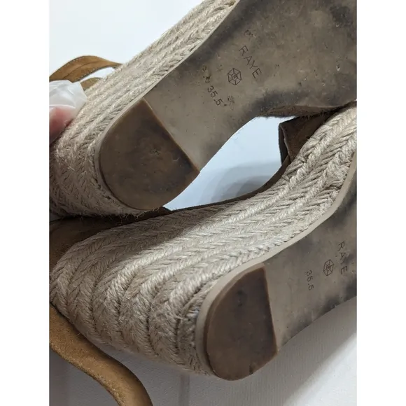 RAYE Dahlia Suede Leather Lace Up Wedge Platform Espadrilles Women's Size 5.5