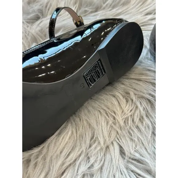 RED By Valentino Black Patent Leather Chain T-Strap Flats Size 40 NEW ($325)