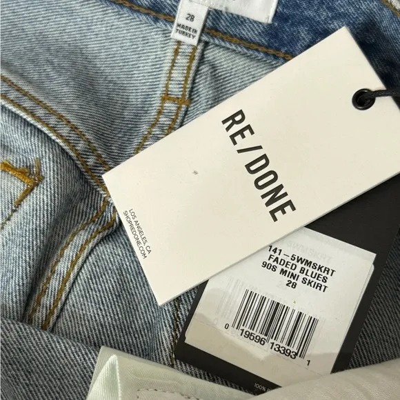 RE/DONE 90s Mini Skirt in faded blues denim Size 28/6