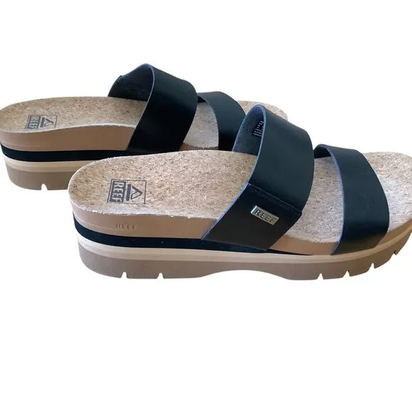 REEF CUSHION VISTA HIGHER BLACK/BEIGE SUPPORT SLIDES 10