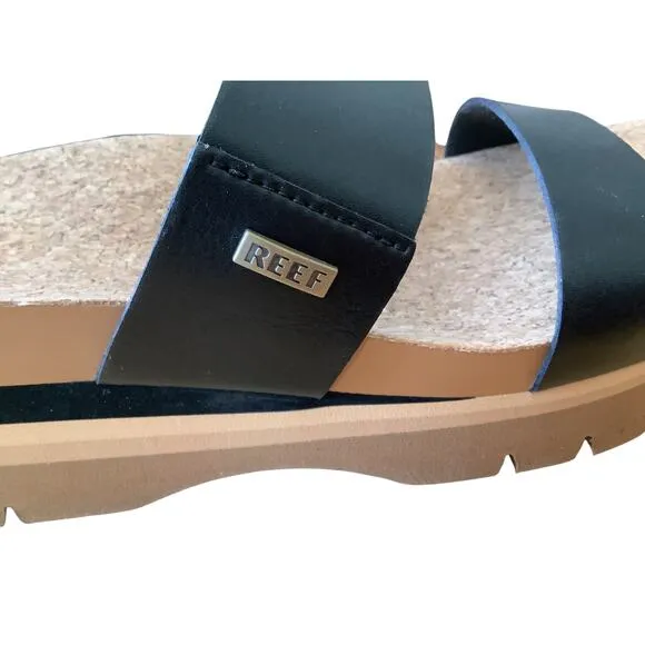 REEF CUSHION VISTA HIGHER BLACK/BEIGE SUPPORT SLIDES 10