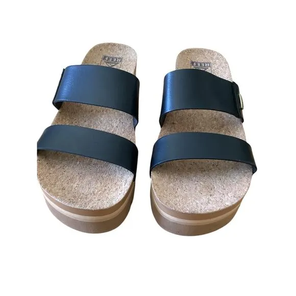 REEF CUSHION VISTA HIGHER BLACK/BEIGE SUPPORT SLIDES 10