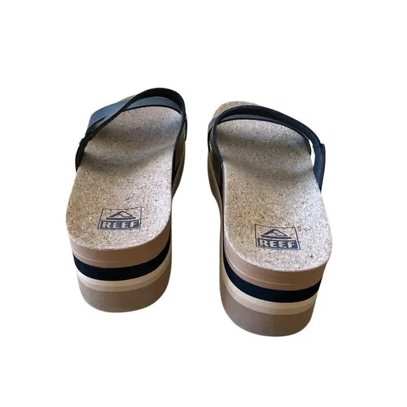 REEF CUSHION VISTA HIGHER BLACK/BEIGE SUPPORT SLIDES 10