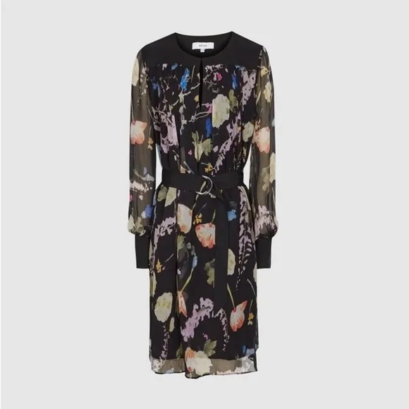 REISSFinn Floral-Print Crinkled Sheer Dress (24)
