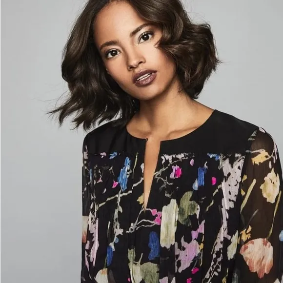 REISSFinn Floral-Print Crinkled Sheer Dress (24)