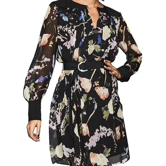 REISSFinn Floral-Print Crinkled Sheer Dress (24)