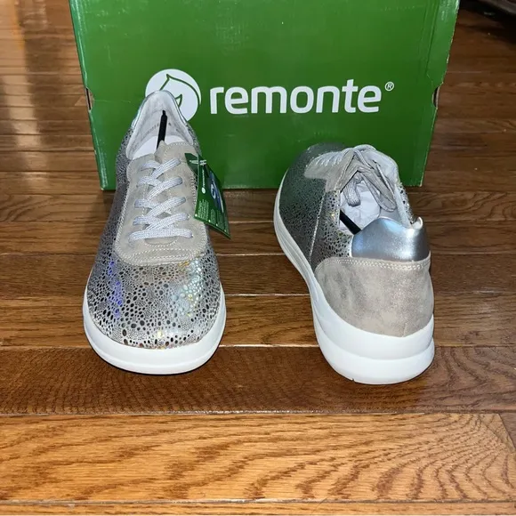 Remonte Mildred Comfort Stretch Side Zip Sneakers Metallic Flowers Women's EU 42