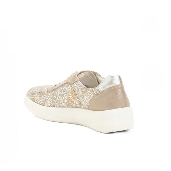 Remonte Mildred Comfort Stretch Side Zip Sneakers Metallic Flowers Women's EU 42