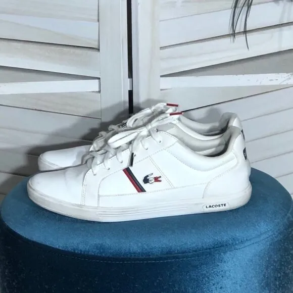 Retro Lacoste Classic Sneakers Lace-up Closure Genuine Leather White M 9 W 10.5