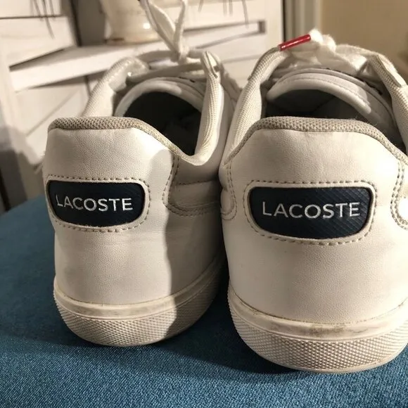 Retro Lacoste Classic Sneakers Lace-up Closure Genuine Leather White M 9 W 10.5