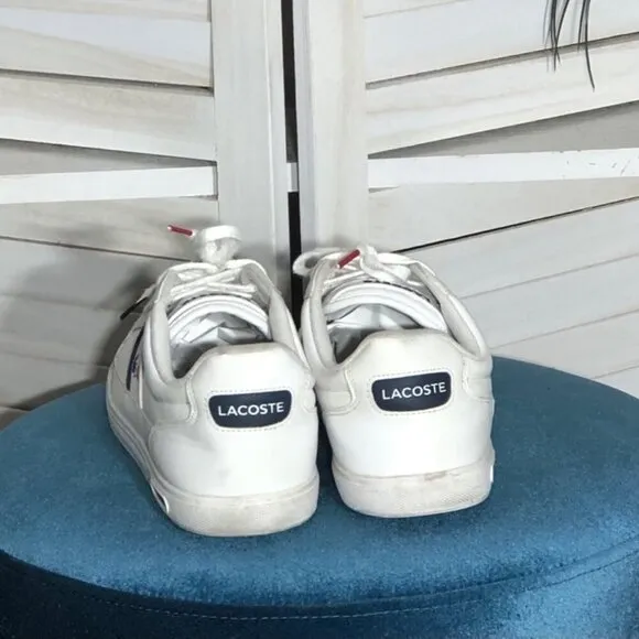 Retro Lacoste Classic Sneakers Lace-up Closure Genuine Leather White M 9 W 10.5