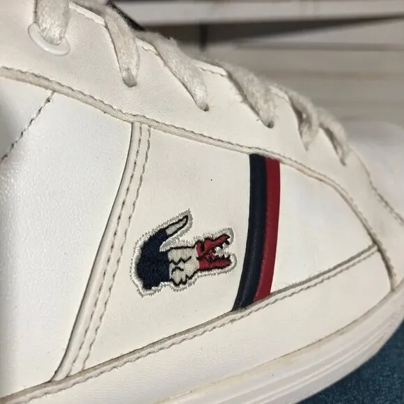 Retro Lacoste Classic Sneakers Lace-up Closure Genuine Leather White M 9 W 10.5