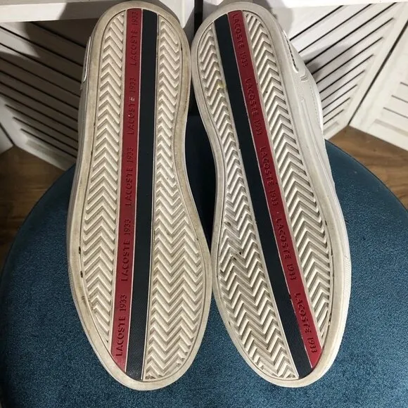Retro Lacoste Classic Sneakers Lace-up Closure Genuine Leather White M 9 W 10.5