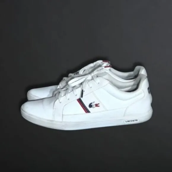 Retro Lacoste Classic Sneakers Lace-up Closure Genuine Leather White M 9 W 10.5