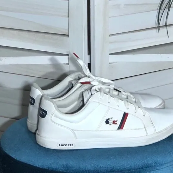 Retro Lacoste Classic Sneakers Lace-up Closure Genuine Leather White M 9 W 10.5