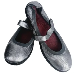Revitalign Driftwood Pewter Snake Leather Mary Jane Flat Size 9.5
