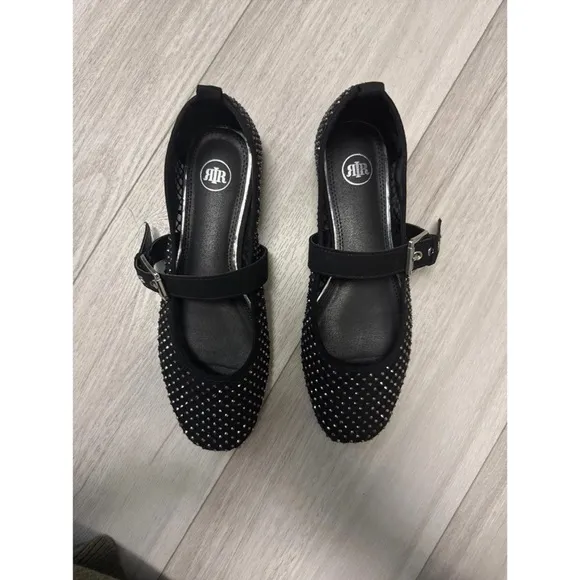 River island Black Studded Mary Jane Flats