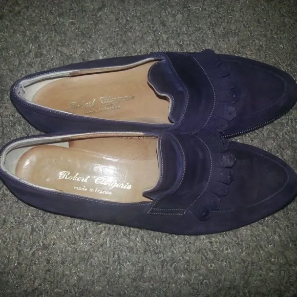 ROBERT CLERGERIE-Deep Violet Purple Nubuck Kiltie Loafers-Size 6-Excellent