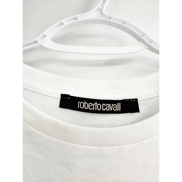 Roberto Cavalli White Eagle Graphic Logo Crewneck Short Sleeve Men’s T-Shirt S
