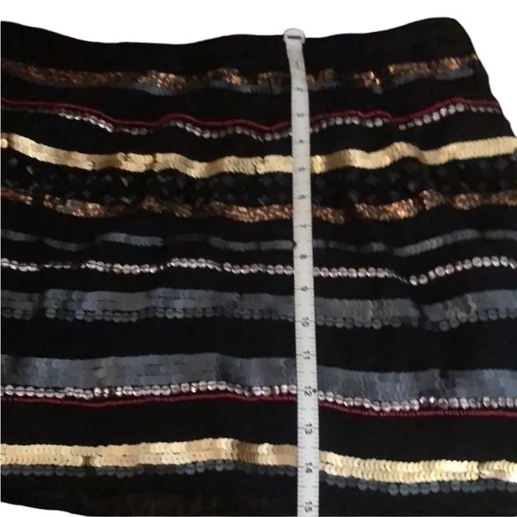 ROCK &amp; REPUBLIC size 12 black mini skirt sequin front pull on with stretch