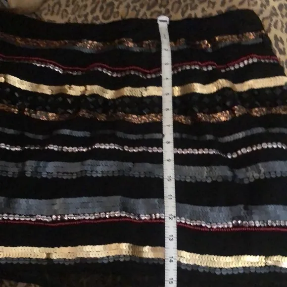 ROCK &amp; REPUBLIC size 12 black mini skirt sequin front pull on with stretch