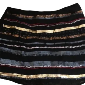 ROCK &amp; REPUBLIC size 12 black mini skirt sequin front pull on with stretch