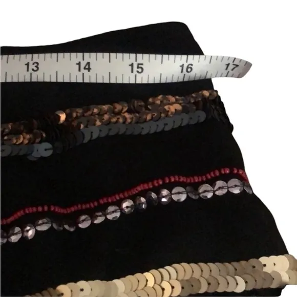 ROCK &amp; REPUBLIC size 12 black mini skirt sequin front pull on with stretch