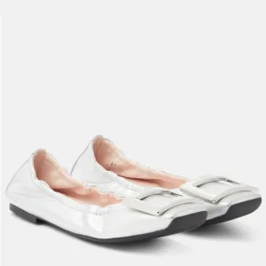 Roger Vivier silver metallic ballet flats 37.5