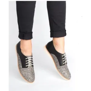 Rollie Derby Oxford Shoes Womens 6 37 Black Ivory Tweed Preppy Comfort Academia