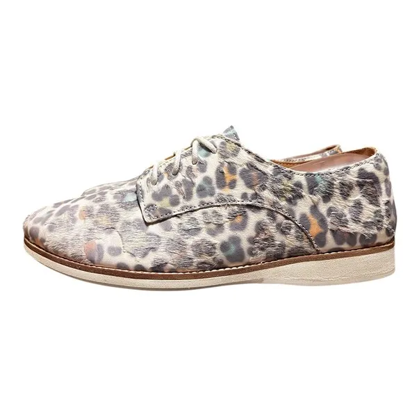 Rollie Women's Lightweight Derby Lace-up Flat Oxfords Rainbow Leopard Size EU 38