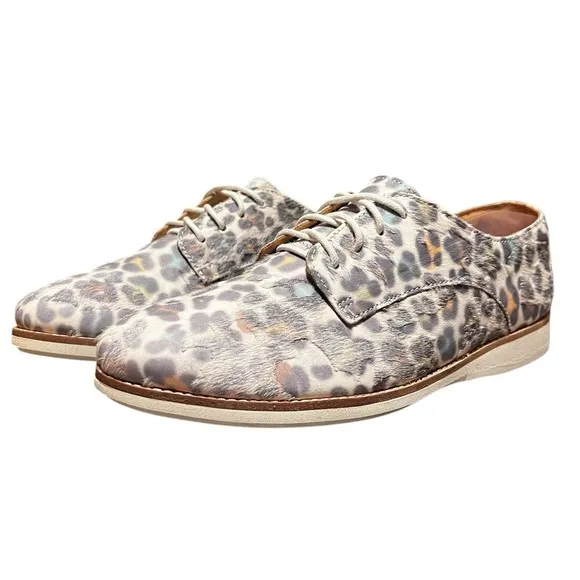 Rollie Women's Lightweight Derby Lace-up Flat Oxfords Rainbow Leopard Size EU 38