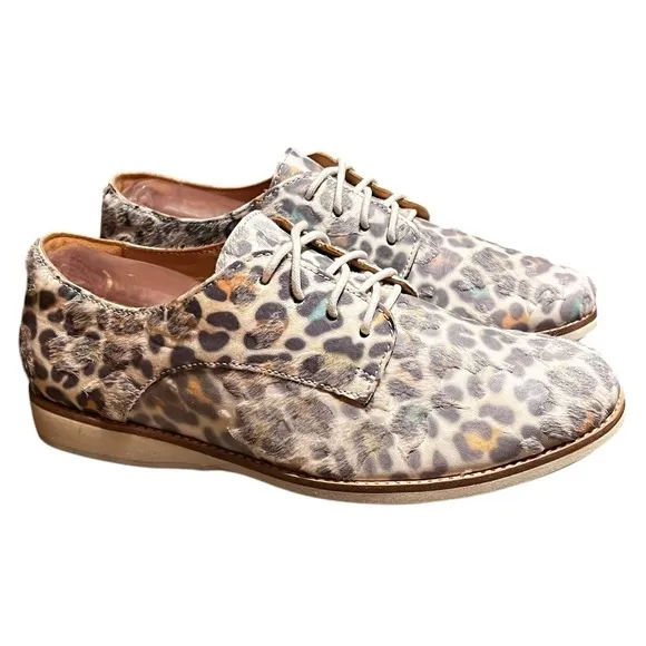 Rollie Women's Lightweight Derby Lace-up Flat Oxfords Rainbow Leopard Size EU 38