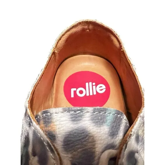 Rollie Women's Lightweight Derby Lace-up Flat Oxfords Rainbow Leopard Size EU 38
