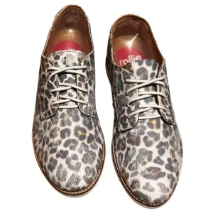 Rollie Women's Lightweight Derby Lace-up Flat Oxfords Rainbow Leopard Size EU 38