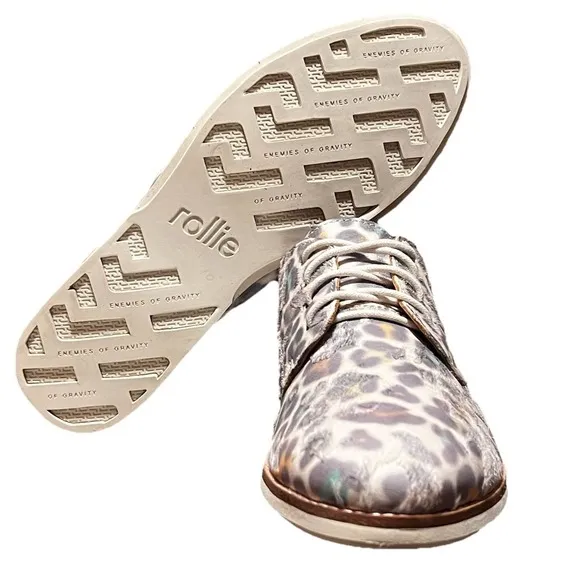 Rollie Women's Lightweight Derby Lace-up Flat Oxfords Rainbow Leopard Size EU 38